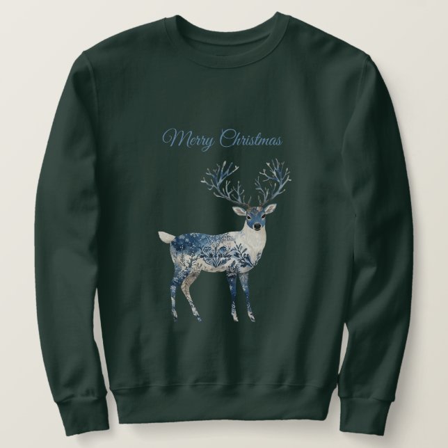 Sudadera Ciervo Chic Blanco Azul (Anverso del diseño)