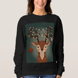 Sudadera Ciervo de Navidad acogedor con adornos y luces