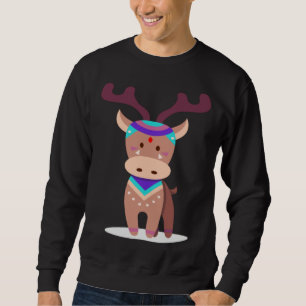 Sudadera Ciervo Maorí Abstracto  Estampa Animal De Mosaico 
