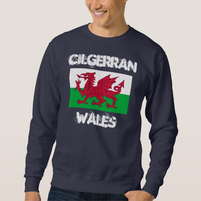 Sudadera Cilgerran, Gales con bandera galesa (Anverso)