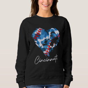 Sudadera Cincinnati Baseball Heart Camo Gráfica Fa de Béisb