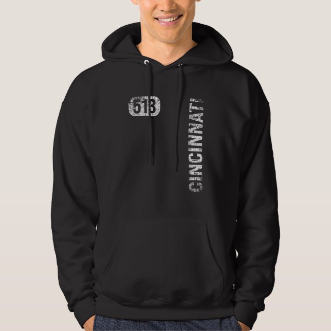 Sudadera Cincinnati Ohio 513 Código de área Retro de cosech (Anverso)