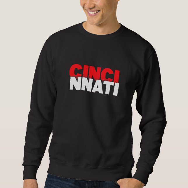 Sudadera Cincinnati Ohio, gráfico rojo blanco de Cincy City (Anverso)