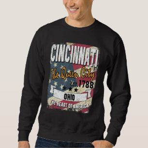 Sudadera Cincinnati Ohio Oh mal estado de la bandera estado