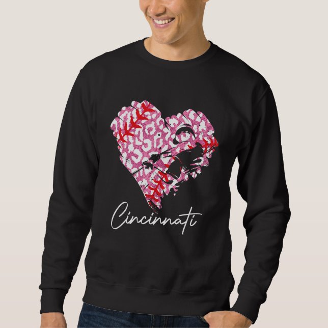 Sudadera Cincinnati Pink Leopard Baseball (Anverso)