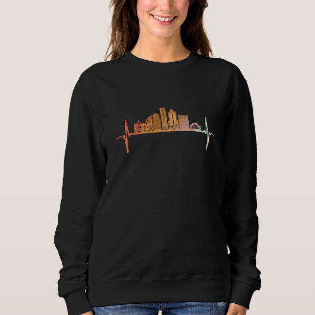 Sudadera Cincinnati Skyline Heartbeat Retro Vintage Style (Anverso)