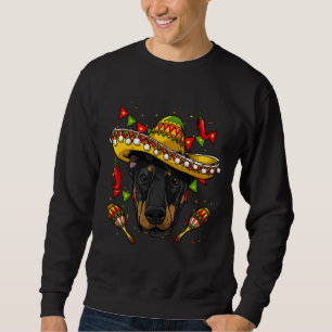 Sudadera Cinco De Mayo Dobermann Hombres Mujeres Sombrero