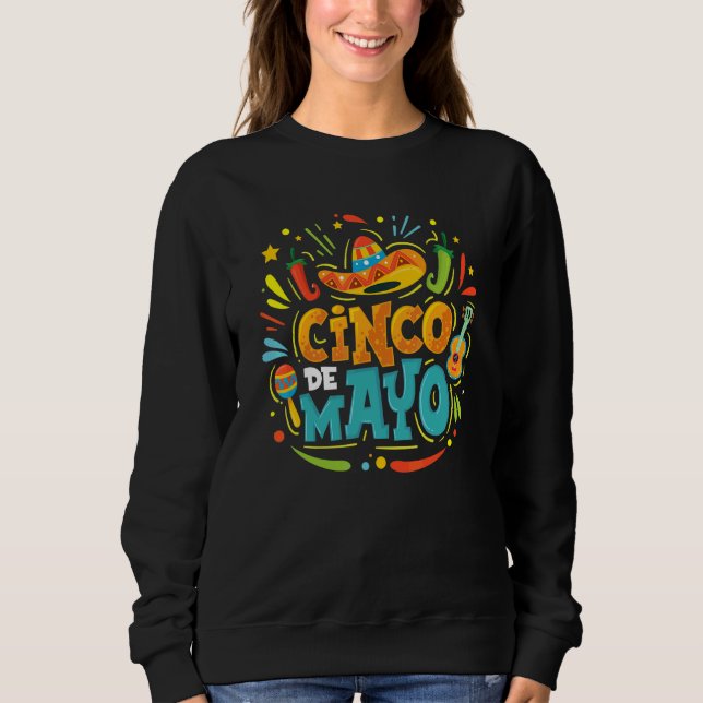 Sudadera Cinco de mayo Fiesta Chili Pepper Maracas (Anverso)