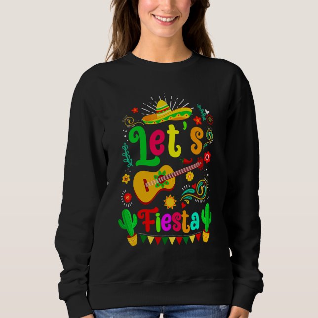 Sudadera Cinco De Mayo Guitarra Mexicana Que Fiesta Cactus  (Anverso)