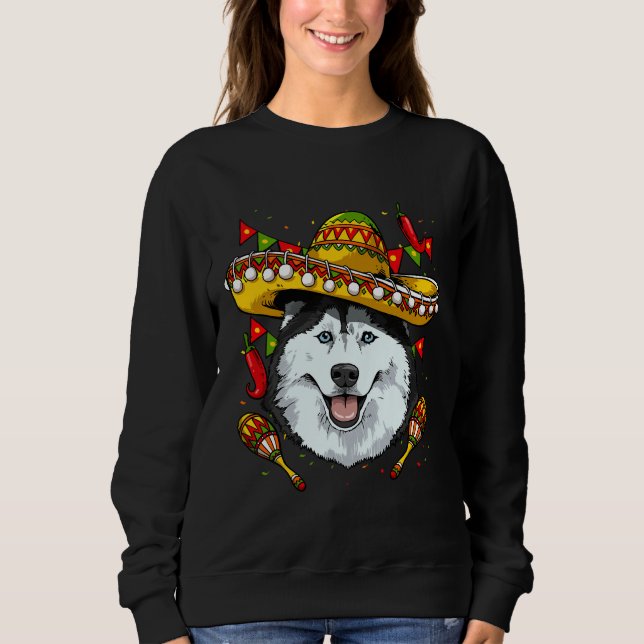 Sudadera Cinco De Mayo Hombres Husky Siberiano Mujeres Niño (Anverso)