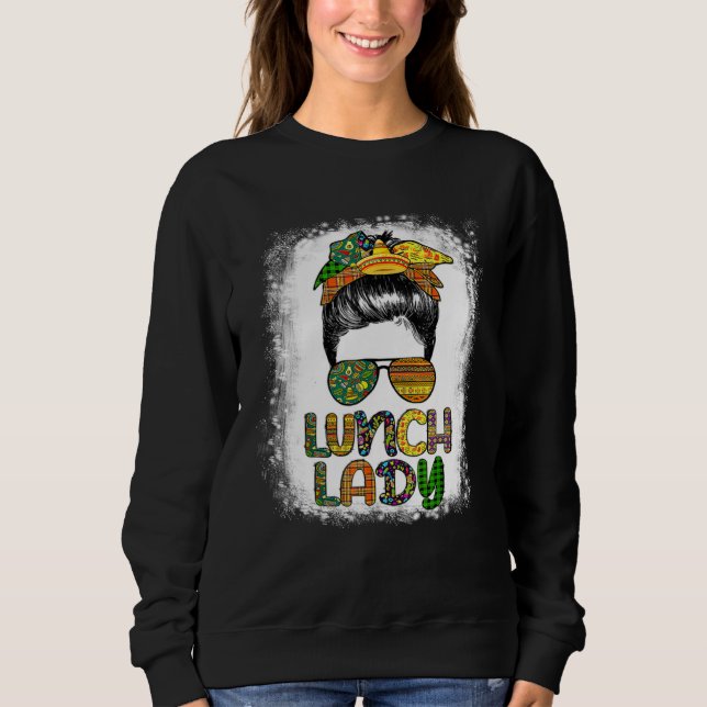 Sudadera Cinco De Mayo  Messy Bun Glasses Lunch Lady (Anverso)