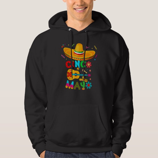 Sudadera Cinco De Mayo Mexican Guitar Cactus for Men Women  (Anverso)