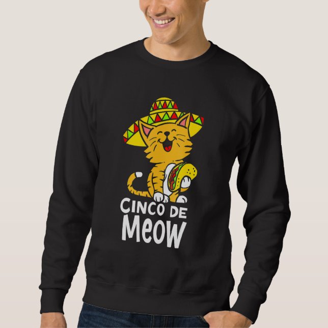 Sudadera Cinco De Meow Cute Cinco De Mayo Sombrero Taco Cat (Anverso)