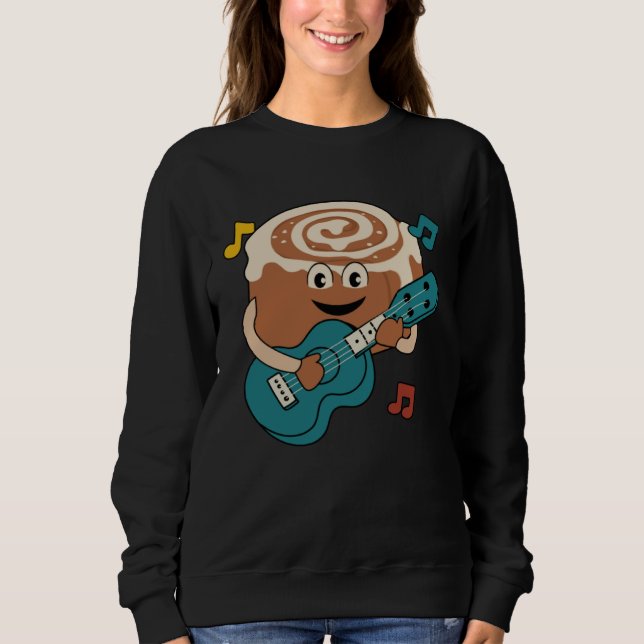 Sudadera Cinnamon Roll Ukulele Player Musician Clef (Anverso)