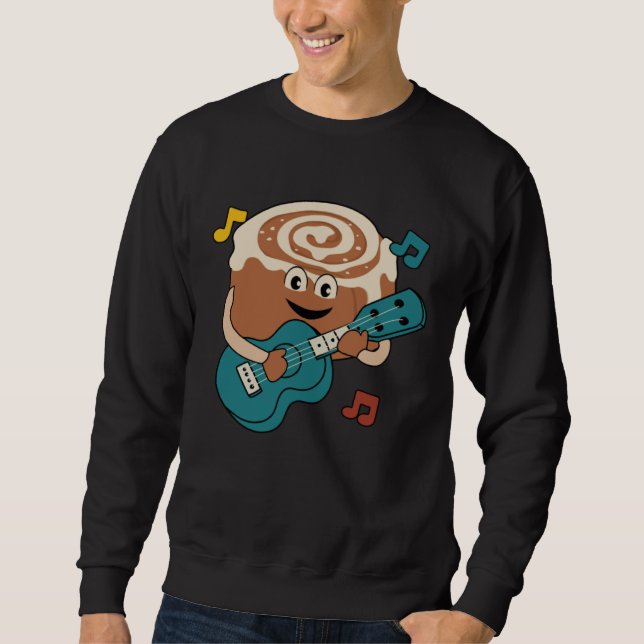 Sudadera Cinnamon Roll Ukulele Player Musician Clef (Anverso)