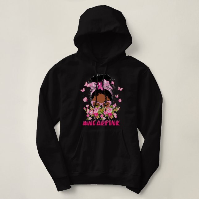 Sudadera Cinta Chica de Mujeres Negras Usa Cáncer De Mama R (Diseño del anverso)
