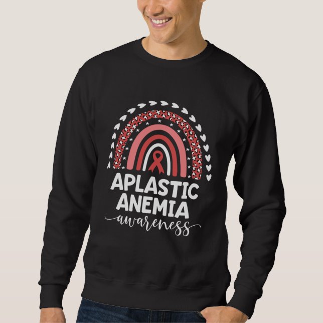 Sudadera Cinta de Arcoíris Rojo Apoyo Amor Anemia Aplásica (Anverso)