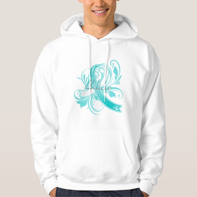 Sudadera Cinta de Cáncer Cervical Creer Florecer (Anverso)