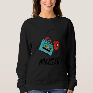 Sudadera Cinta de casete de música Auriculares Dj 80s 90s V