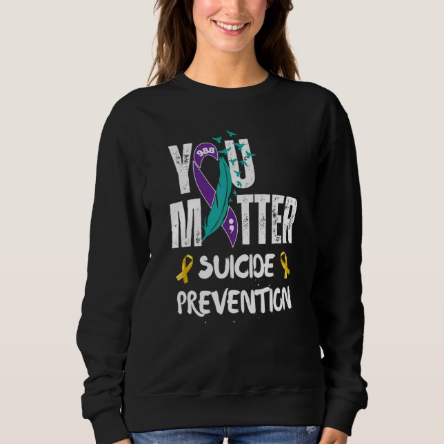 Sudadera Cinta de Concientización sobre Prevención del Suic (Anverso)