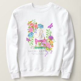 Sudadera Cinta de costura Floral Monograma blanco