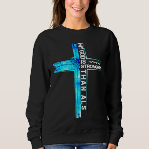 Sudadera Cinta de Cruz Cristiana ALS Conciencia Disfraz Gue