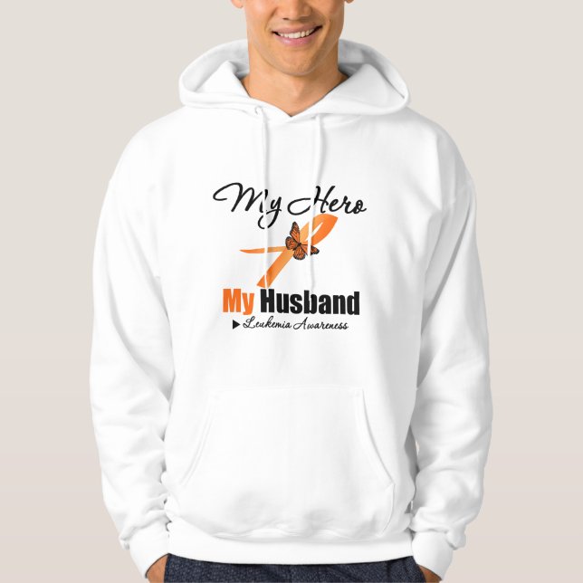 Sudadera Cinta de la leucemia mi HÉROE mi marido (Anverso)