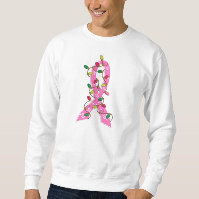 Sudadera Cinta de las luces de navidad del cáncer de pecho (Anverso)