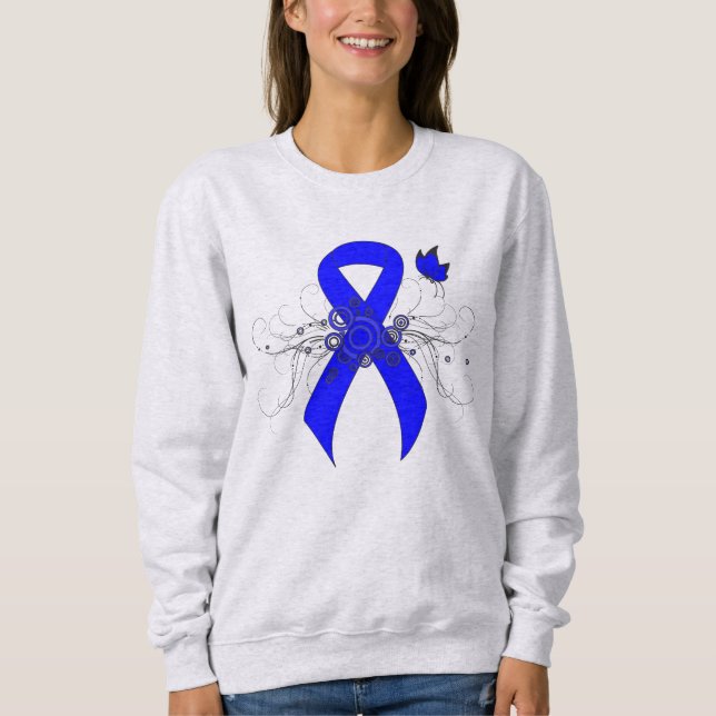 Sudadera Cinta de sensibilización azul con mariposa (Anverso)