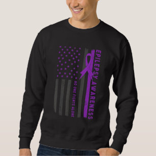 Sudadera Cinta Morada Bandera de EE. UU. Conciencia sobre E