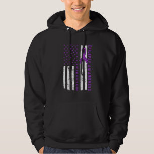 Sudadera Cinta Morada Bandera de EE. UU. Conciencia sobre E