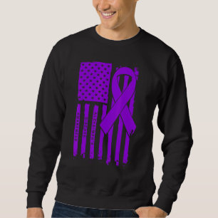 Sudadera Cinta Morada de la Bandera Americana Enfermedad de