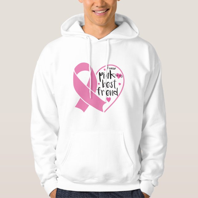 Sudadera Cinta rosa Guerrera Amigo del Cáncer de Mama Hoodi (Anverso)