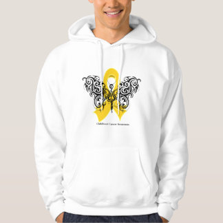 Sudadera Cinta tribal de la mariposa del cáncer de la niñez