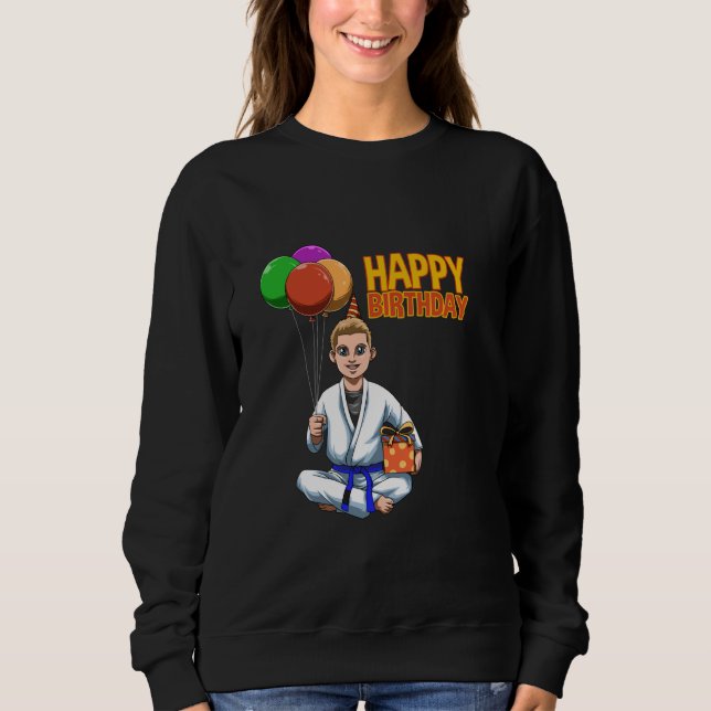 Sudadera Cinturón azul Cumpleaños de Jiu-Jitsu brasileño -  (Anverso)