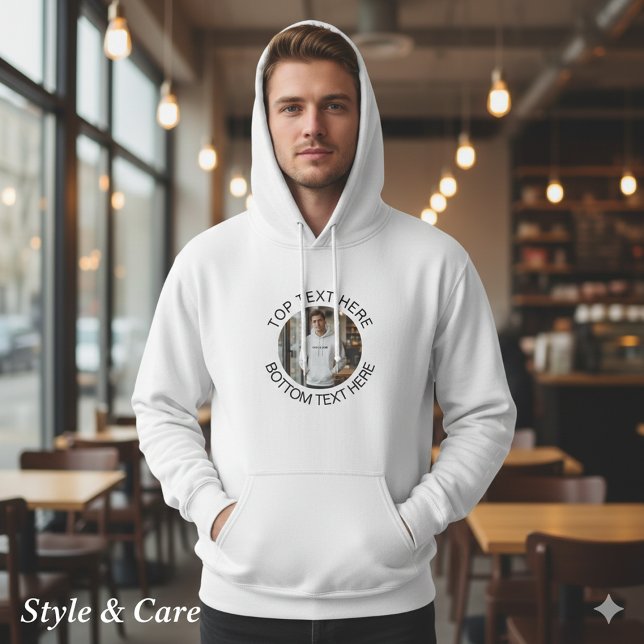 Sudadera Circle Text with Image Stylish Personalized Hoodie (Circle Text with Image Stylish Personalized Hoodie)