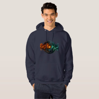 Sudadera Círculo de lente de ciencia ficción naranja teal b