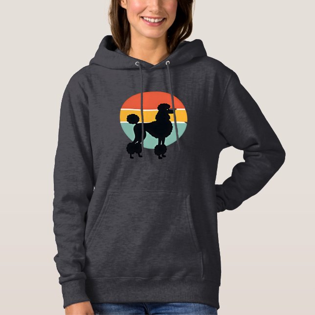 Sudadera Círculo de silueta de perro retro puesta de sol po (Anverso)