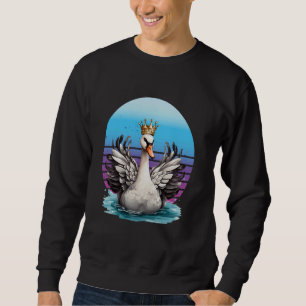 Sudadera Cisne flotando en el agua alas extendidas corona s