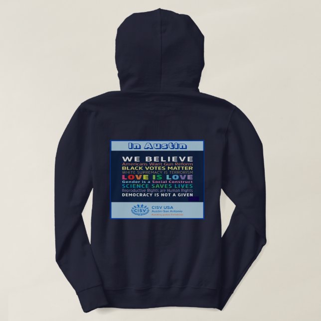 Sudadera CISV Austin para la Paz (Reverso del diseño)