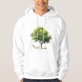 Sudadera Cita de árbol de acuarela en verdes calmados