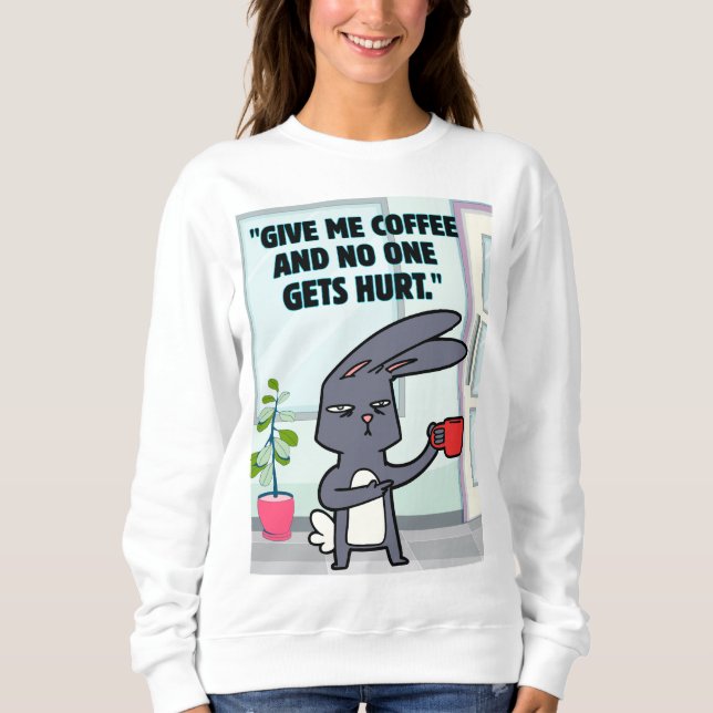 Sudadera cita de café conejo (Anverso)