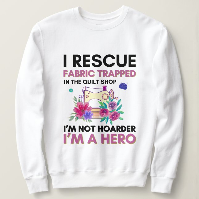 Sudadera Cita de coser divertida máquina de coser floral vi (Anverso del diseño)