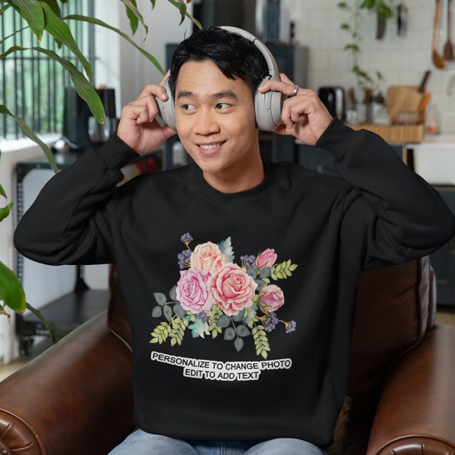 Sudadera Cita de dibujo fotográfico personalizada por perso (Custom Personalize Photo Artwork Quote Dark Sweatshirt)