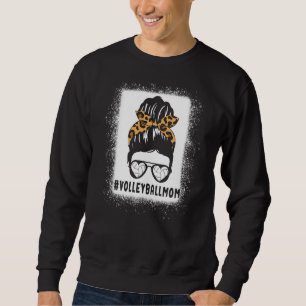 Sudadera Cita De Equipo De Volleyball Mom Leopard Bleached 