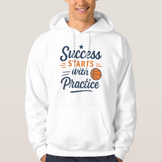 Sudadera Cita de motivación de baloncesto Práctica Éxito (Anverso)