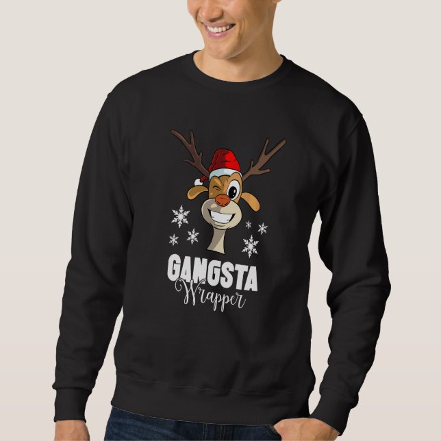 Sudadera Cita de Navidad Gangsta Wrapper Ciervo (Anverso)