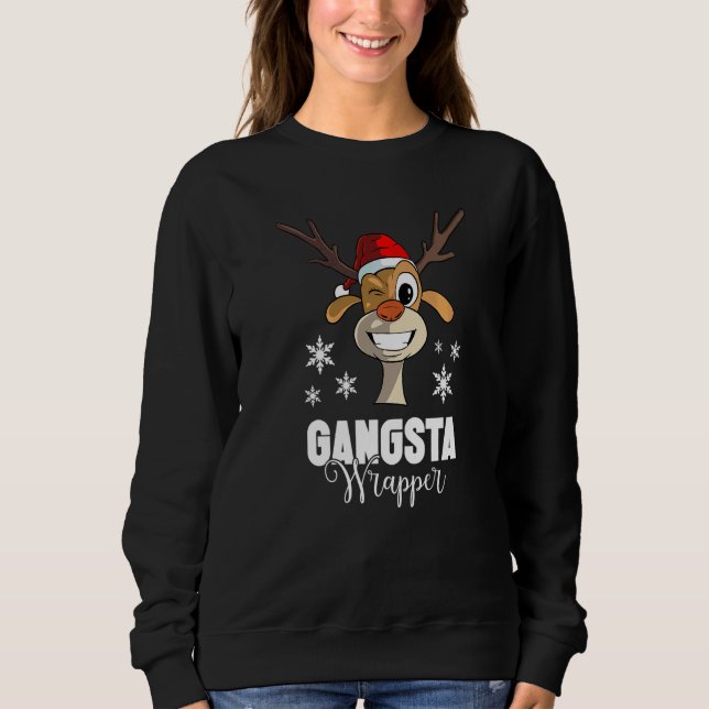 Sudadera Cita de Navidad Gangsta Wrapper Ciervo (Anverso)