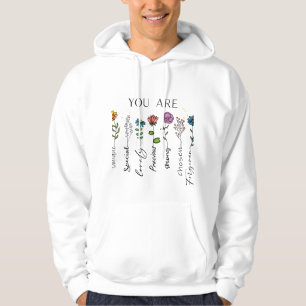 Sudadera Cita floral inspiradora Afirmación de flores silve