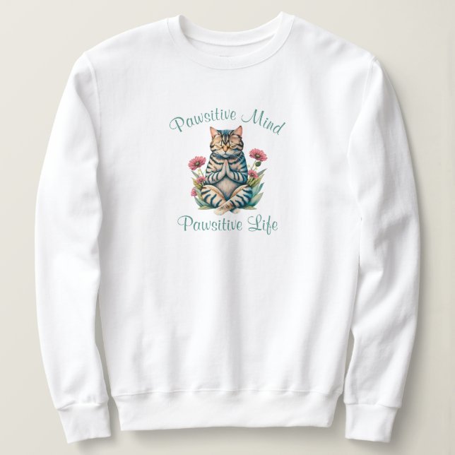 Sudadera Cita Inspiradora positiva de gato de meditación di (Anverso del diseño)
